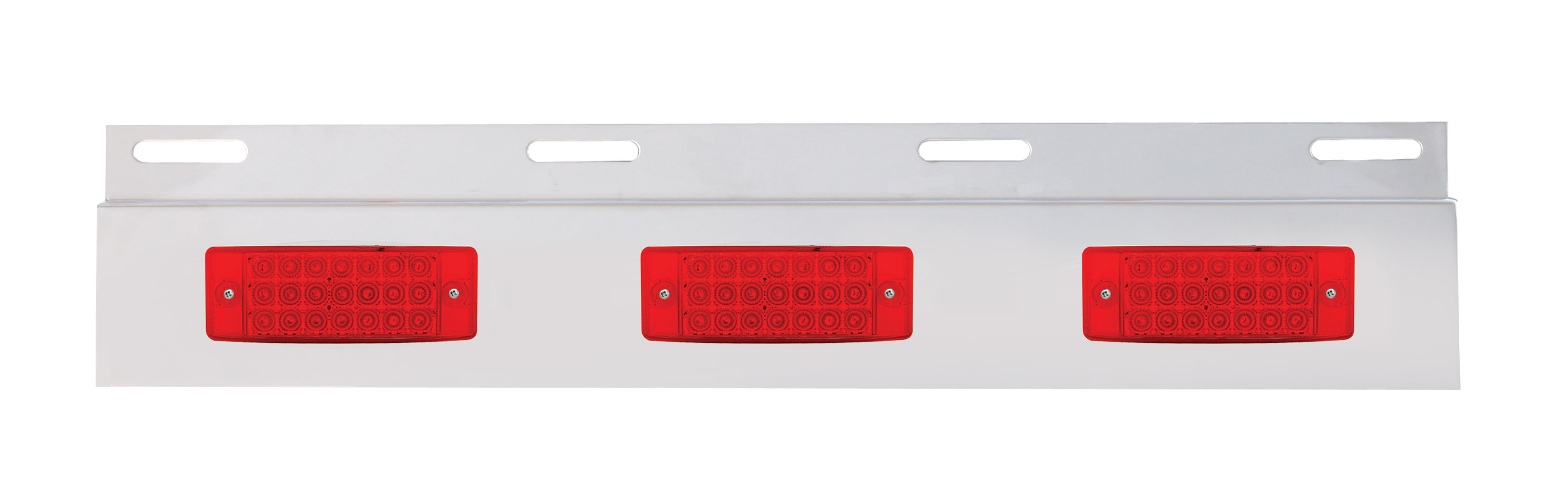 Stainless Steel Top Mud Flap Light Bracket W/ Three 21 Led Turtle Back Light - Red Lens