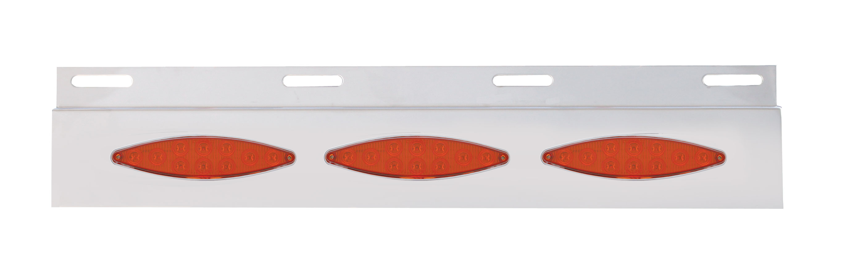Stainless Steel Top Mud Flap Light Bracket W/ Three 10 Led Cat'S Eye Light W/ Bezel - Red Lens