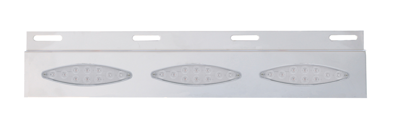 Stainless Steel Top Mud Flap Light Bracket W/ Three 10 Led Cat'S Eye Light W/ Bezel - Clear Lens
