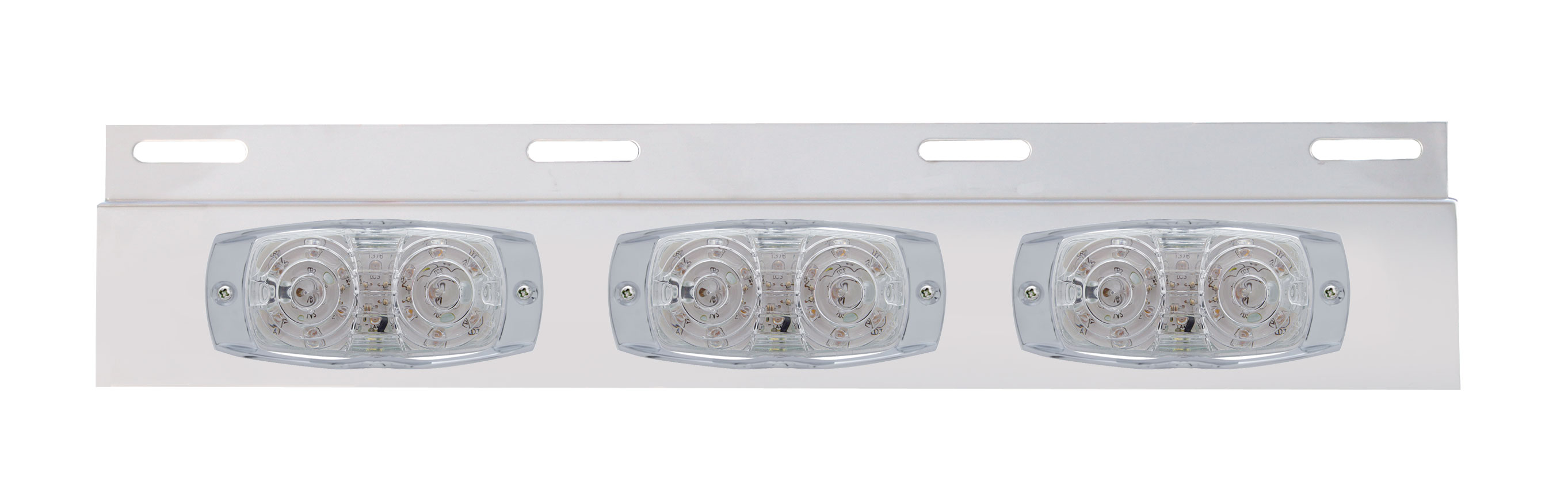 Stainless Steel Top Mud Flap Light Bracket W/ Three 16 Led Tiger Eye Light W/ Guard - Clear Lens
