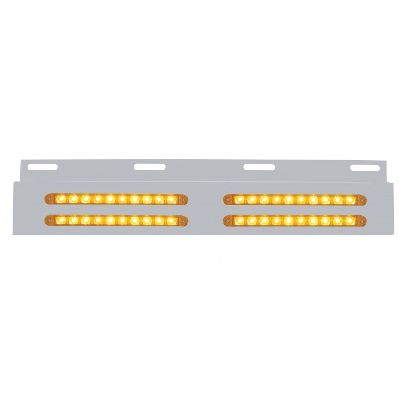 Stainless Steel Top Plate With Four 10 Amber Led 9" P/T/C Strip Light - Amber Lens