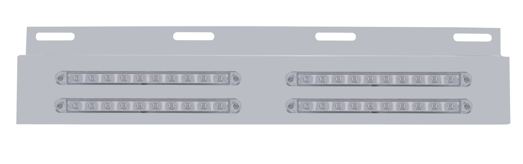 Stainless Steel Top Plate With Four 10 Amber Led 9" P/T/C Strip Light - Clear Lens