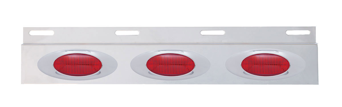 Stainless Steel Top Mud Flap Light Bracket W/ Three 16 Led "Phantom I" Light W/ Bezel - Red Lens