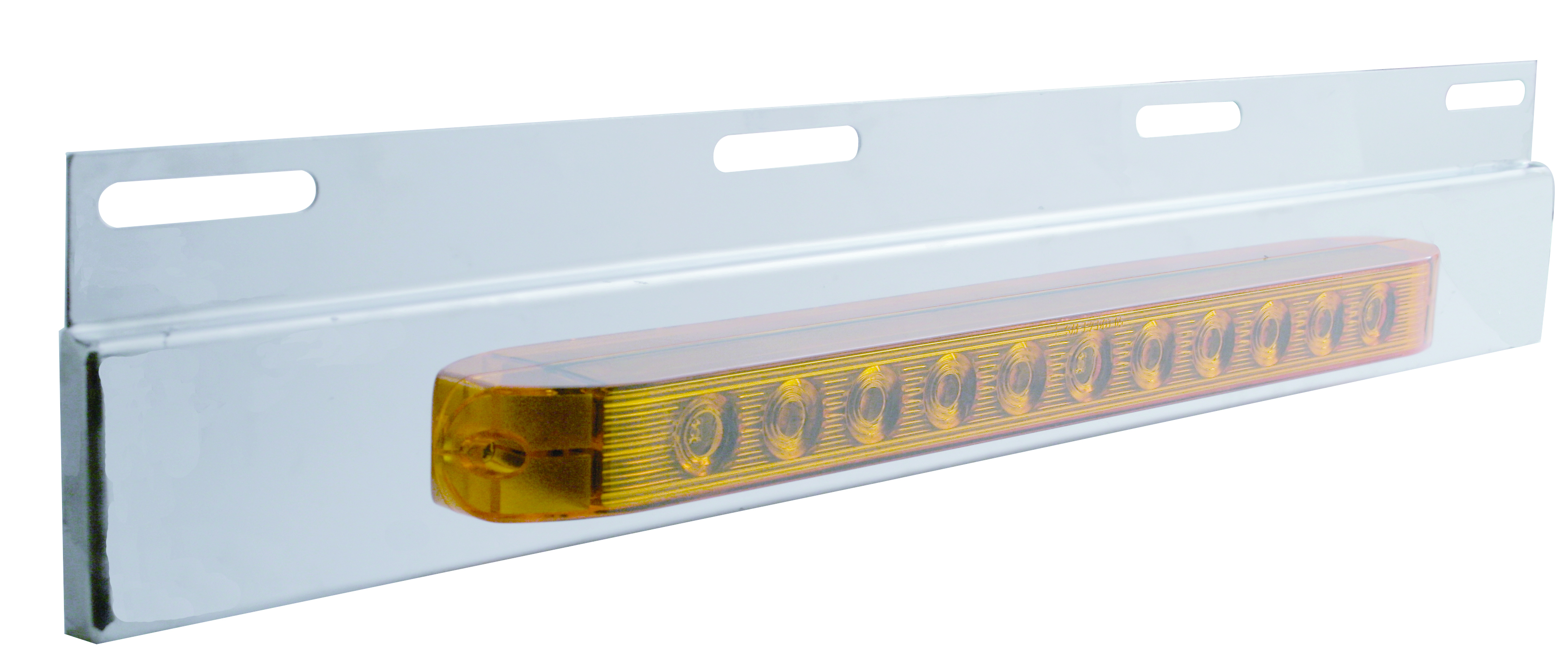 Stainless Steel Top Plate W/ 11 Amber Led 17" Light Bar - Amber Lens