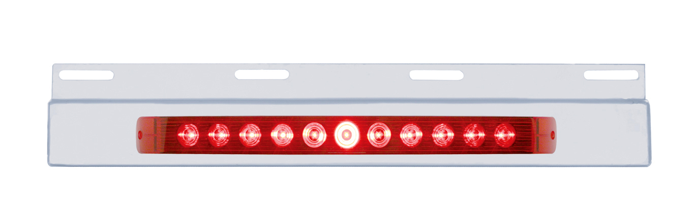 Stainless Steel Top Mud Flap Light Bracket W/ 11 Red Led 17" Light Bar - Red Lens