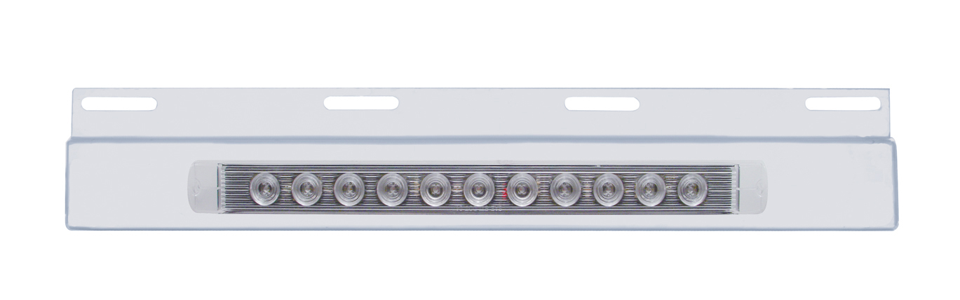 Stainless Steel Top Mud Flap Light Bracket W/ 11 Red Led 17" Light Bar - Clear Lens