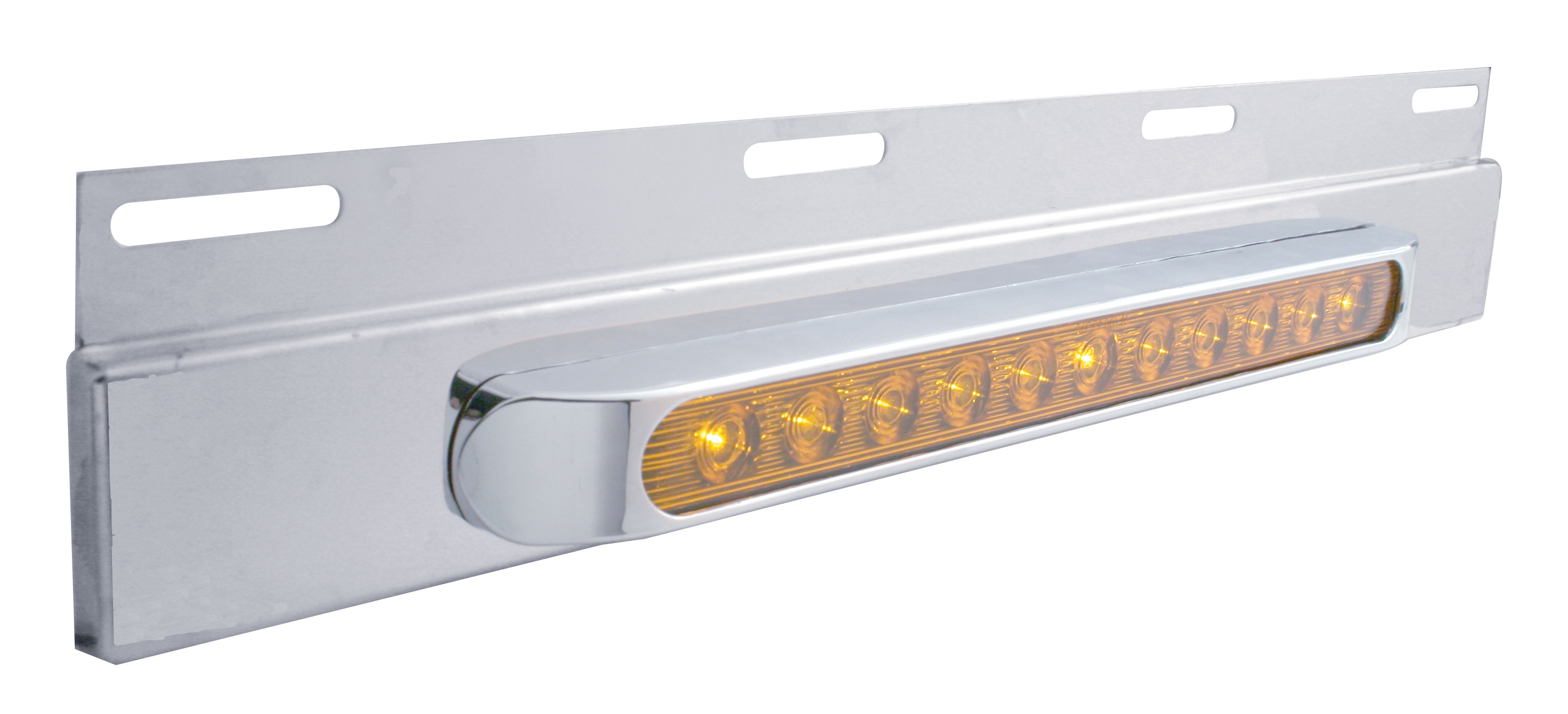 Stainless Steel Top Plate W/ 11 Amber Led 17" Light Bar W/ Bezel - Amber Lens