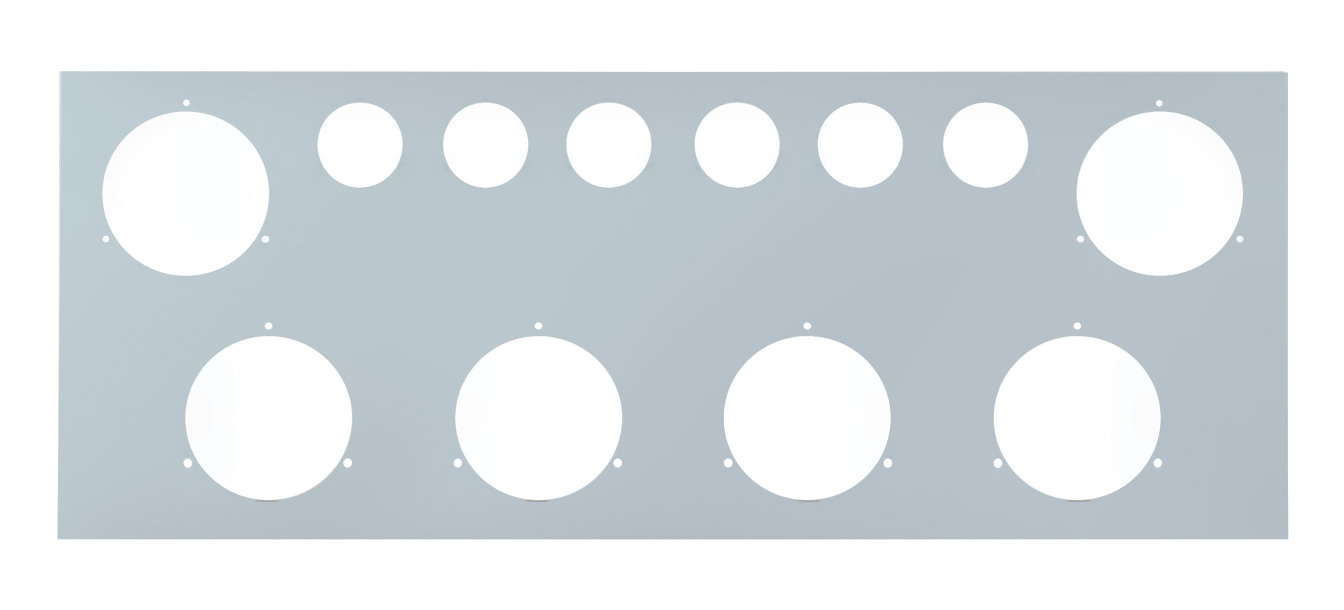 430 Stainless Steel Rear Center Light Panel W/ Six 4" Light Cutout & Six 2" Light Cutouts