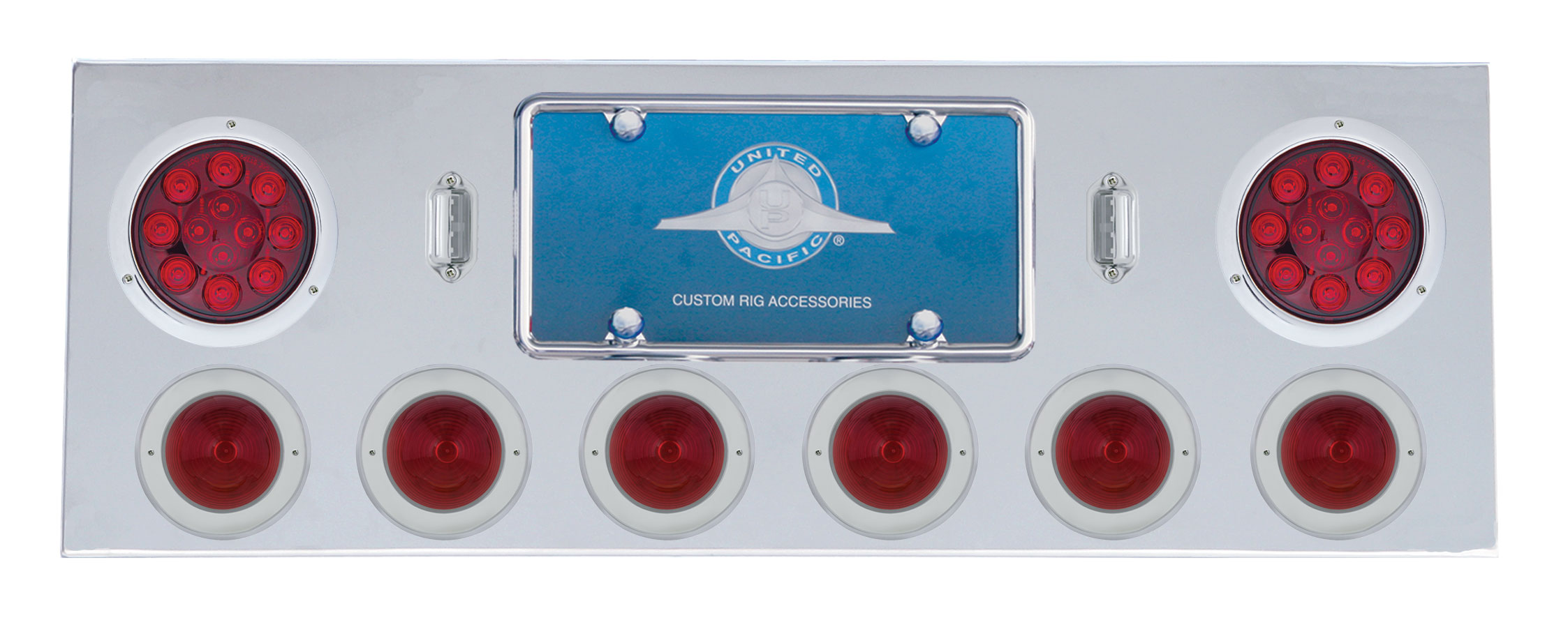 Stainless Steel Rear Center Light Panel W/ 4" & 2 1/2" Led Lights