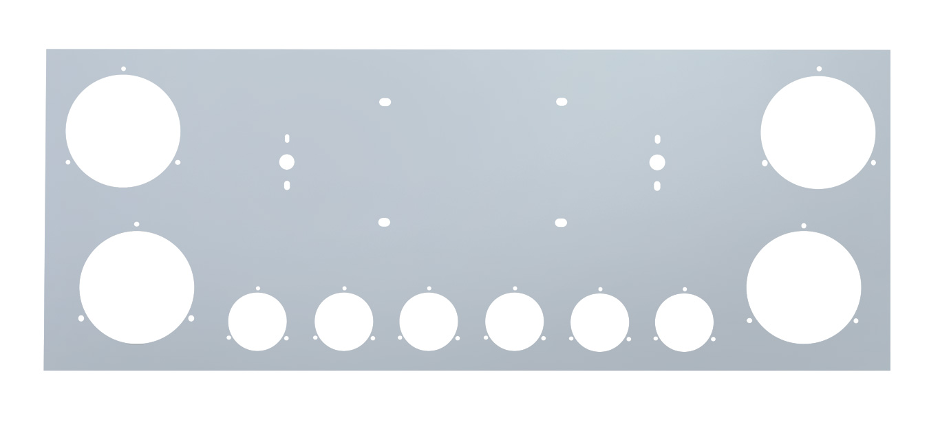 Stainless Steel Rear Center Light Panel W/ Four 4" Light Cutout & Six 2" Light Cutouts