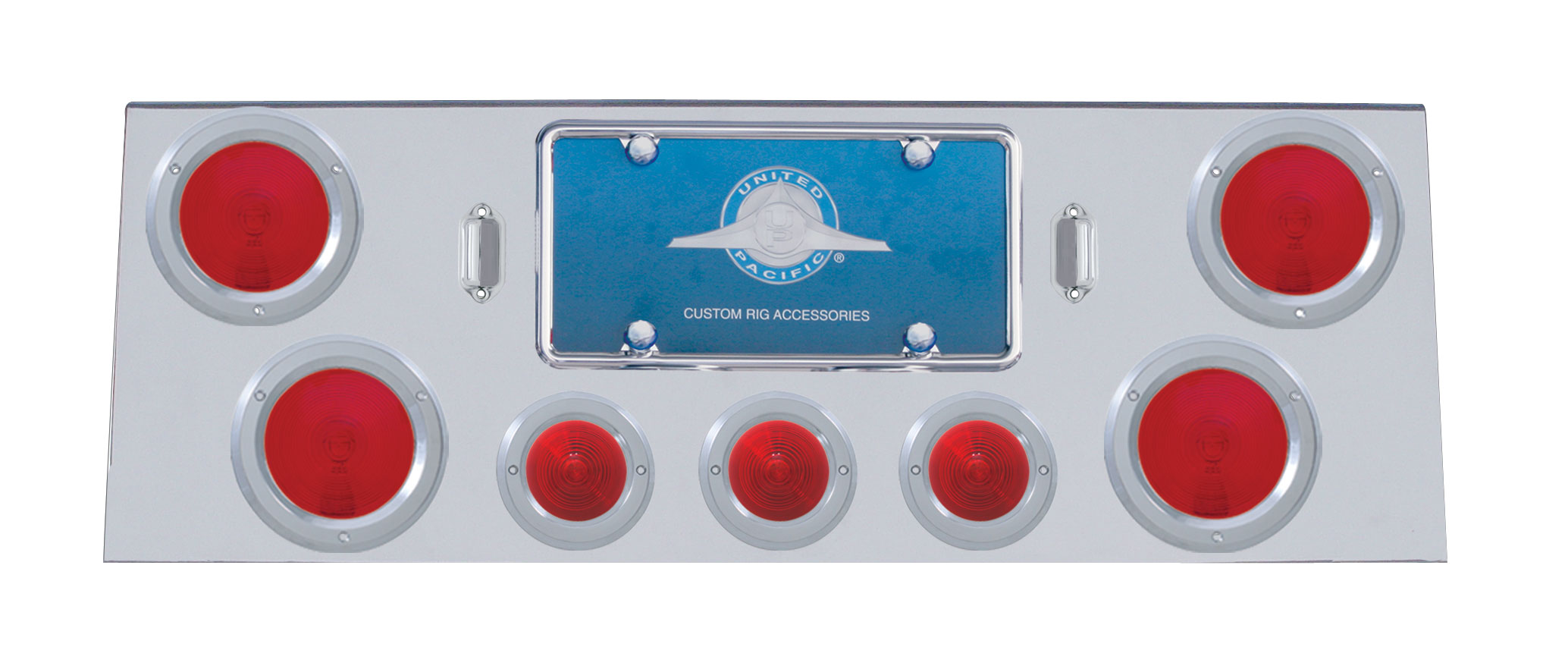 Stainless Steel Rear Center Lt Panel W/ 4" & 2 1/2" Lights & Bezel