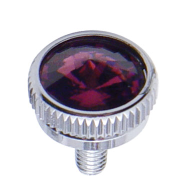 (2/Card) Chrome 6Mm C.B. Mounting Bolt W/ Diam0Nd - Purple