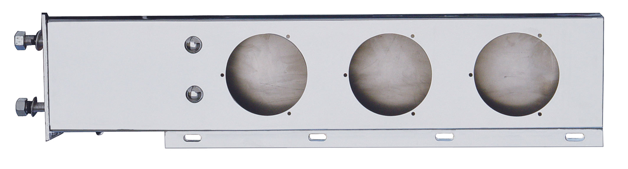 (2/Bulk) Economy 430 Stainless Steel Spring Loaded Rear Light Bar W/ Six 4" Round Light Cutouts - 3 3/4" B.P.