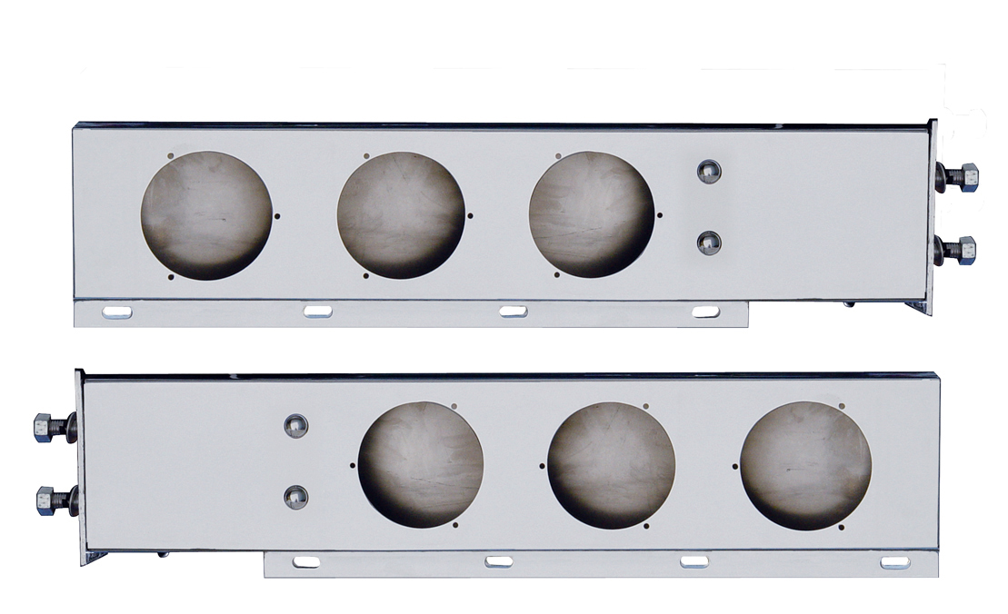 (2/Bulk) Economy 430 Stainless Steel Spring Loaded Rear Light Bar W/ Six 4" Round Light Cutouts - 2 1/2" B.P.