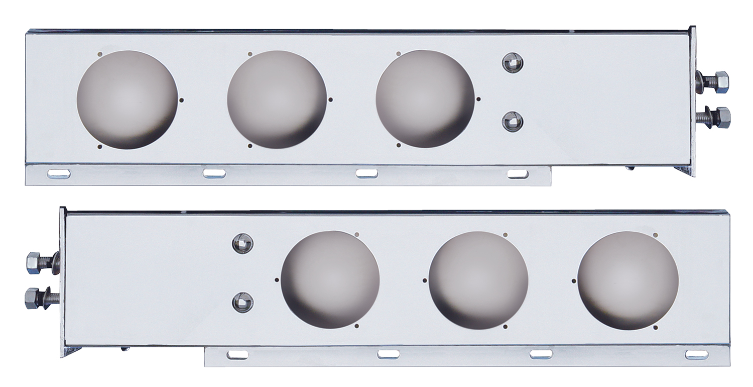 (2/Bulk) Economy 430 Stainless Steel Spring Loaded Rear Light Bar W/ Six 4" Round Light Cutouts - 2" B.P.