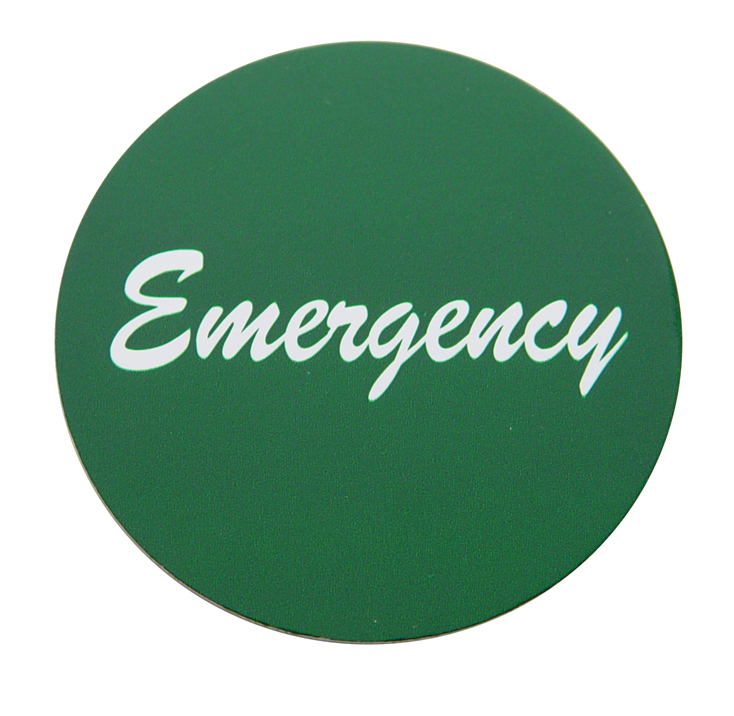 Aluminum "Emergency" Sticker - Green
