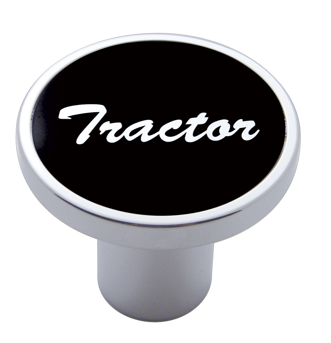 Chrome Air Valve Knob W/ "Tractor" Aluminum Sticker - Black