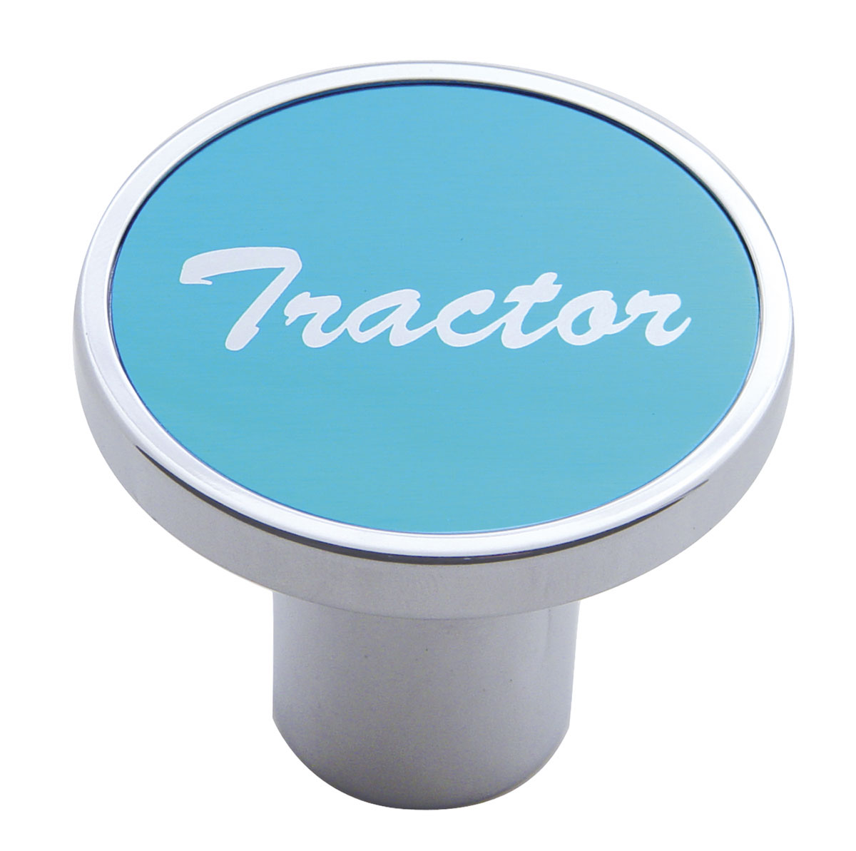 Chrome Air Valve Knob W/ "Tractor" Aluminum Sticker - Blue