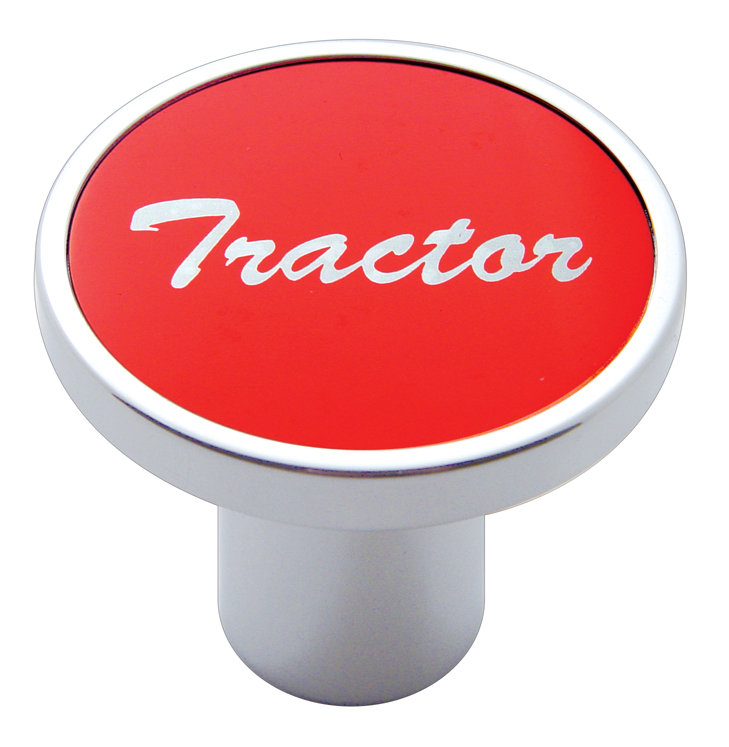Chrome Air Valve Knob W/ "Tractor" Aluminum Sticker - Red