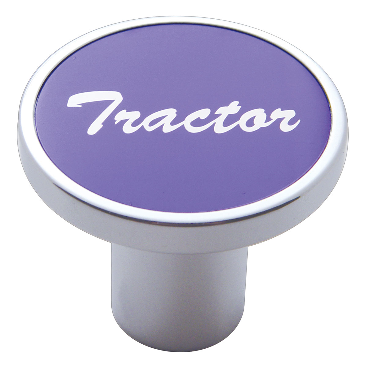 Chrome Air Valve Knob W/ "Tractor" Aluminum Sticker - Purple