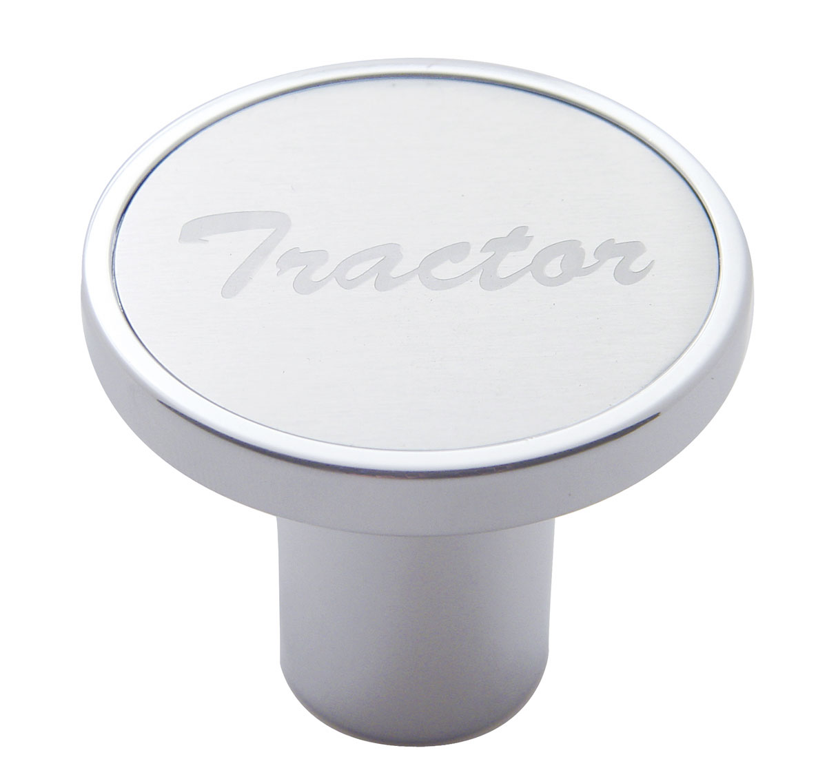 Chrome Air Valve Knob W/ "Tractor" Aluminum Sticker - Silver