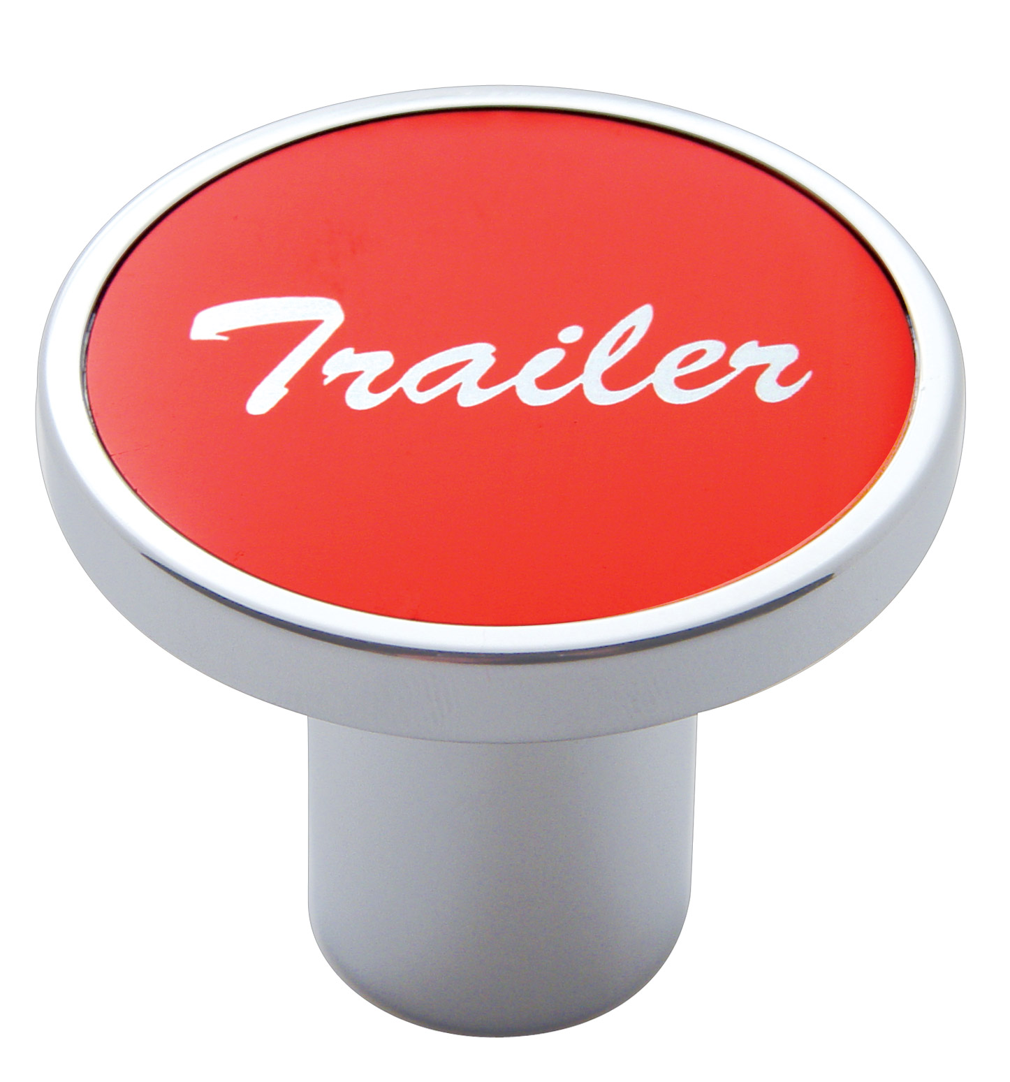 Chrome Air Valve Knob W/ "Trailer" Aluminum Sticker - Red