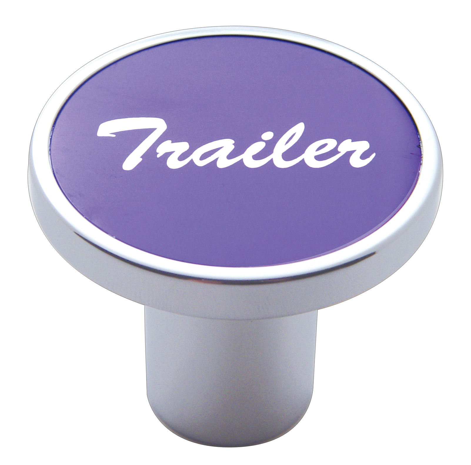 Chrome Air Valve Knob W/ "Trailer" Aluminum Sticker - Purple
