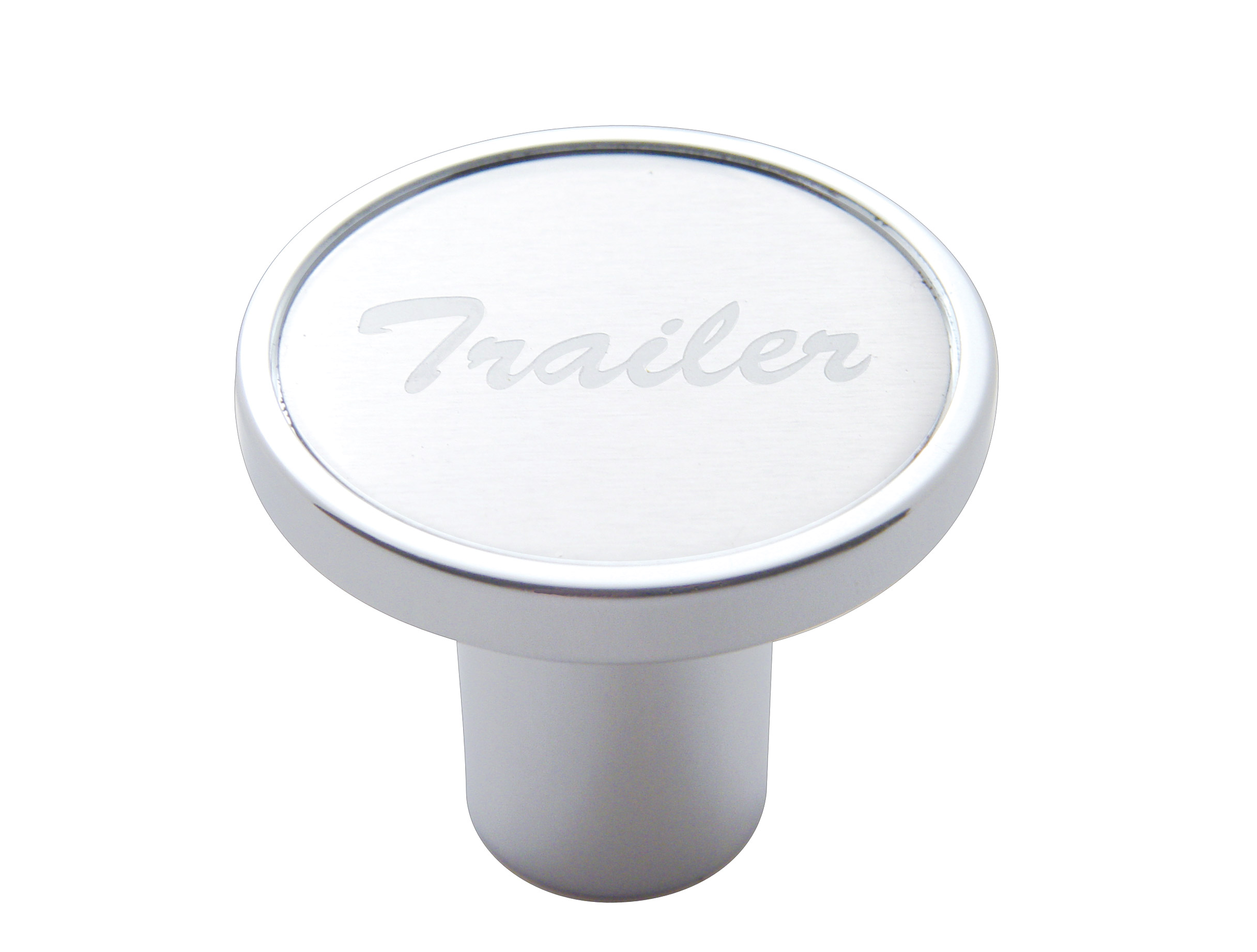 Chrome Air Valve Knob W/ "Trailer" Aluminum Sticker - Silver