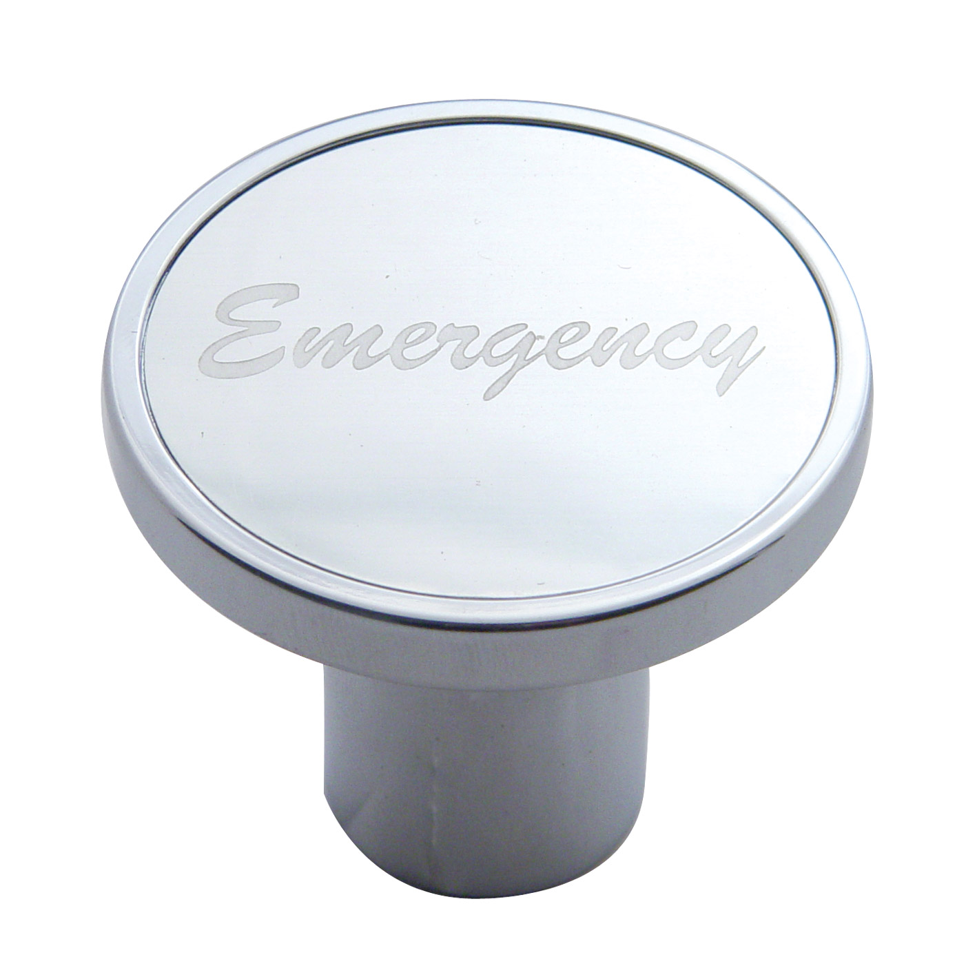 Chrome Air Valve Knob W/ "Emergency" Aluminum Sticker - Silver