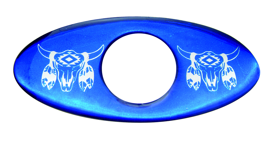 (2/Card) Glossy Cow Skull Key Hole Guard - Blue