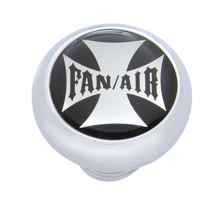 Chrome Deluxe W/ Glossy "Fan/Air" Maltese Cross Sticker - Black