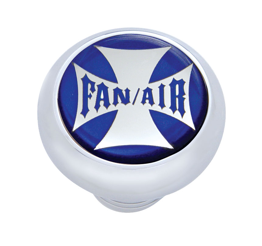 Chrome Deluxe W/ Glossy "Fan/Air" Maltese Cross Sticker - Blue