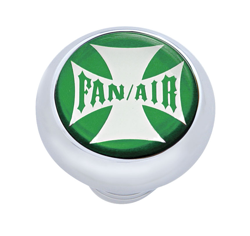 Chrome Deluxe W/ Glossy "Fan/Air" Maltese Cross Sticker - Green