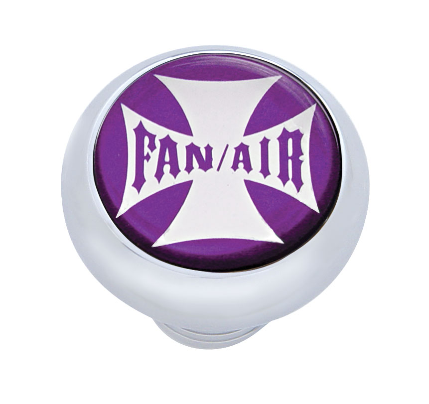 Chrome Deluxe W/ Glossy "Fan/Air" Maltese Cross Sticker - Purple