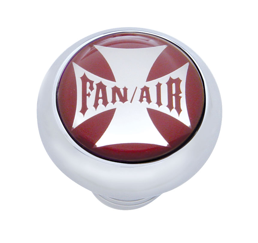 Chrome Deluxe W/ Glossy "Fan/Air" Maltese Cross Sticker - Red