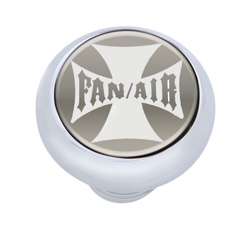 Chrome Deluxe W/ Glossy "Fan/Air" Maltese Cross Sticker - Silver