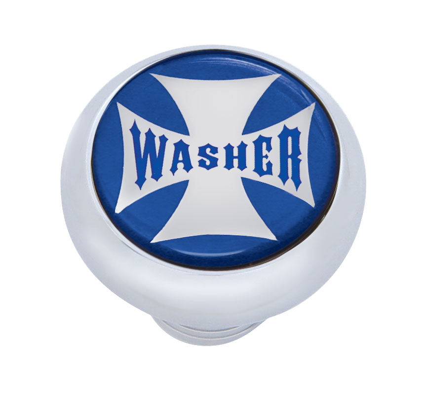 Chrome Deluxe W/ Glossy "Washer" Maltese Cross Sticker - Blue