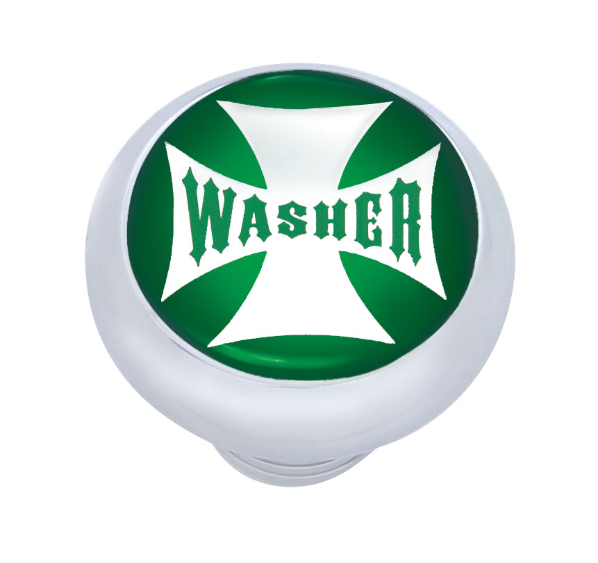 Chrome Deluxe W/ Glossy "Washer" Maltese Cross Sticker - Green