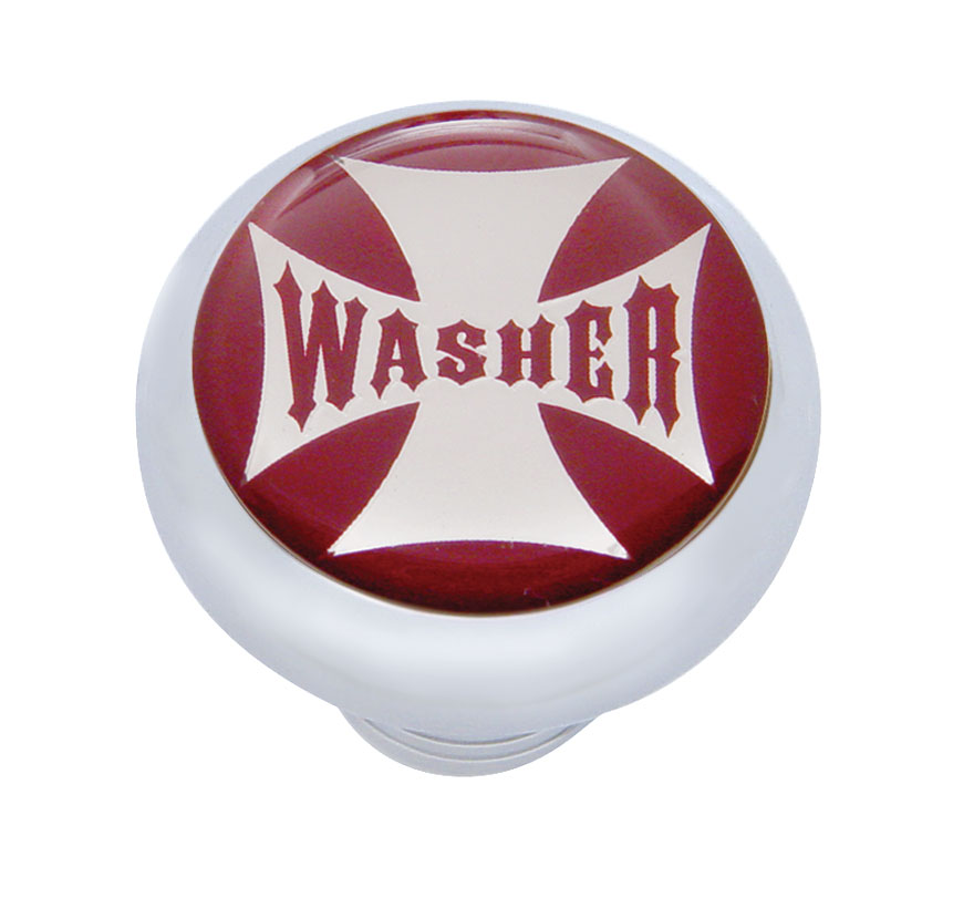 Chrome Deluxe W/ Glossy "Washer" Maltese Cross Sticker - Red