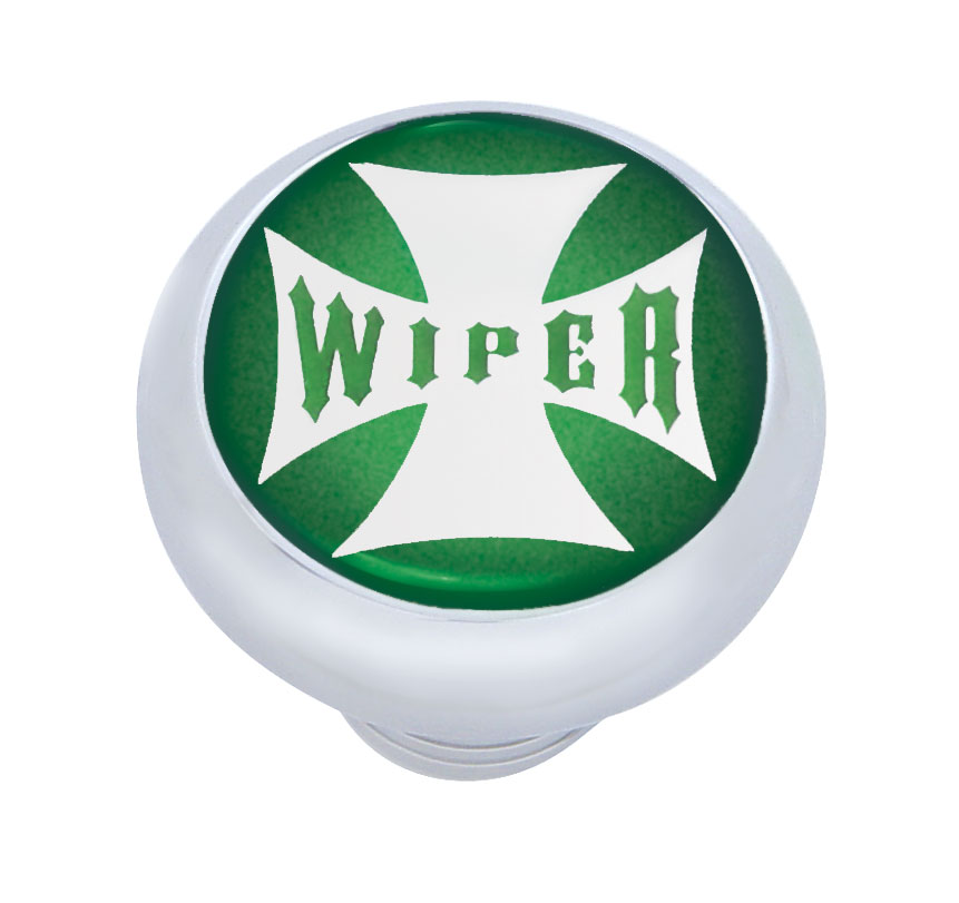 Chrome Deluxe W/ Glossy "Wiper" Maltese Cross Sticker - Green