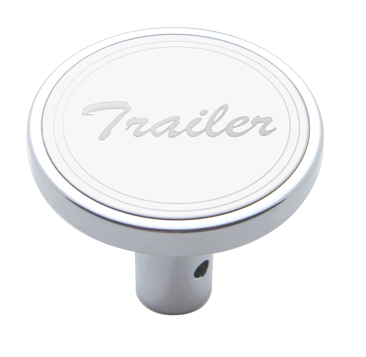 Chrome Long Air Valve Knob W/ Stainless Steel "Trailer" Plaque - Pin Mount