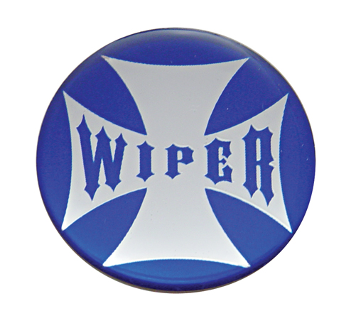 Glossy Maltese Cross "Wiper" Sticker - Blue