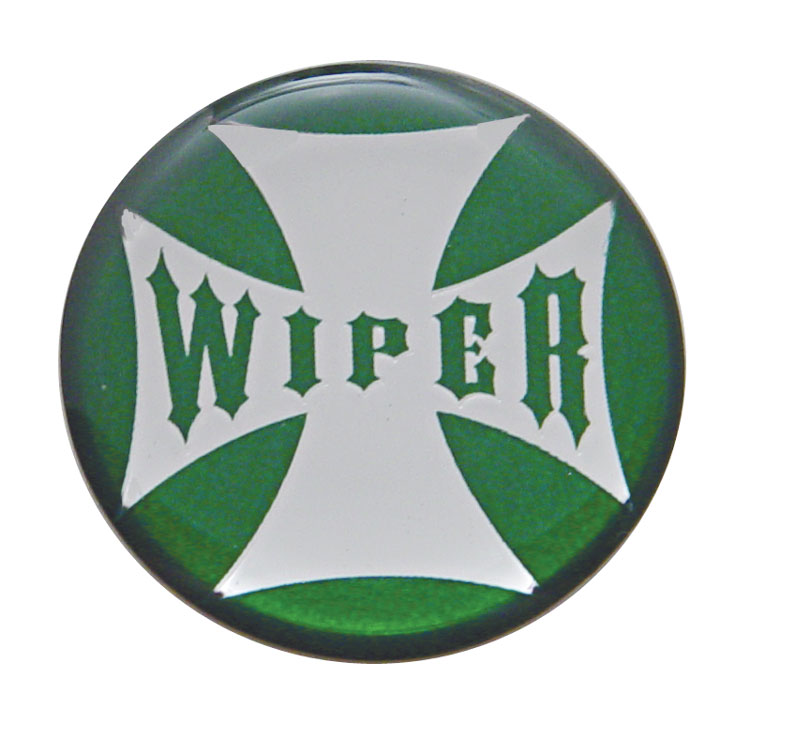 Glossy Maltese Cross "Wiper" Sticker - Green