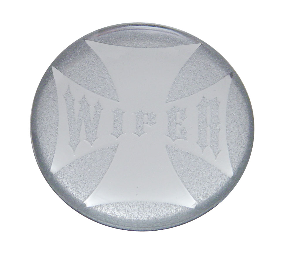 Glossy Maltese Cross "Wiper" Sticker - Silver