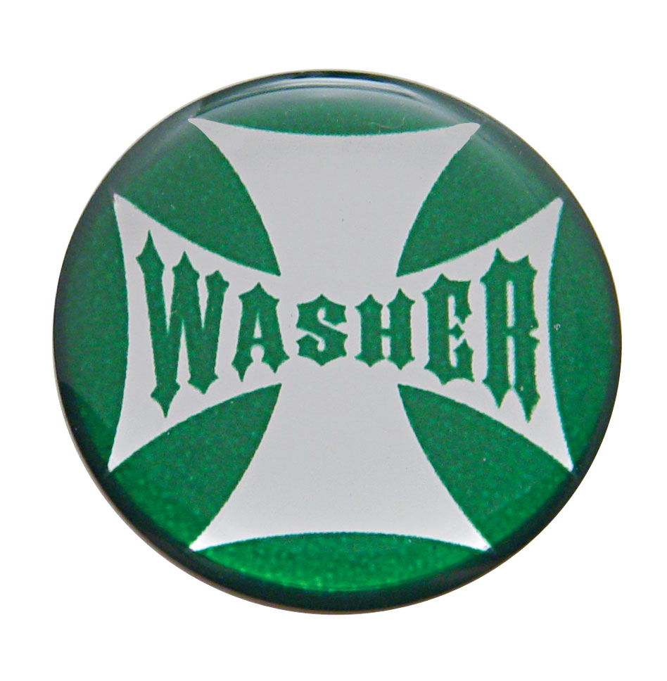Glossy Maltese Cross "Washer" Sticker - Green
