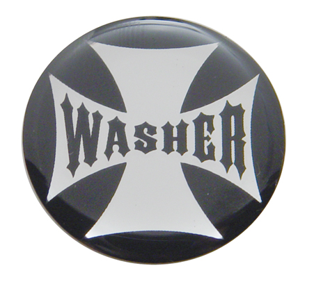 Glossy Maltese Cross "Washer" Sticker - Black