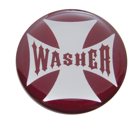 Glossy Maltese Cross "Washer" Sticker - Red