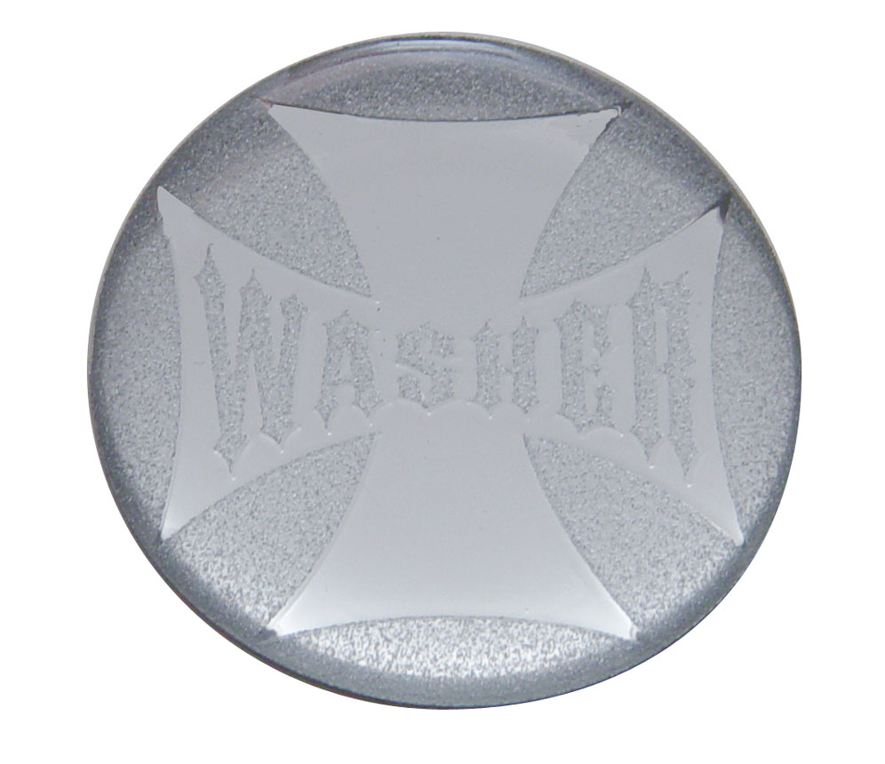 Glossy Maltese Cross "Washer" Sticker - Silver