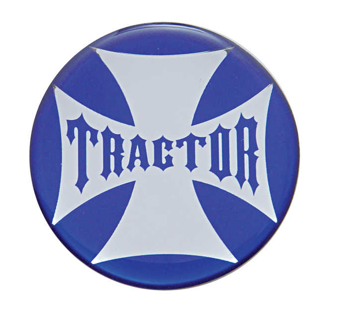 Glossy Maltese Cross "Tractor" Sticker - Blue