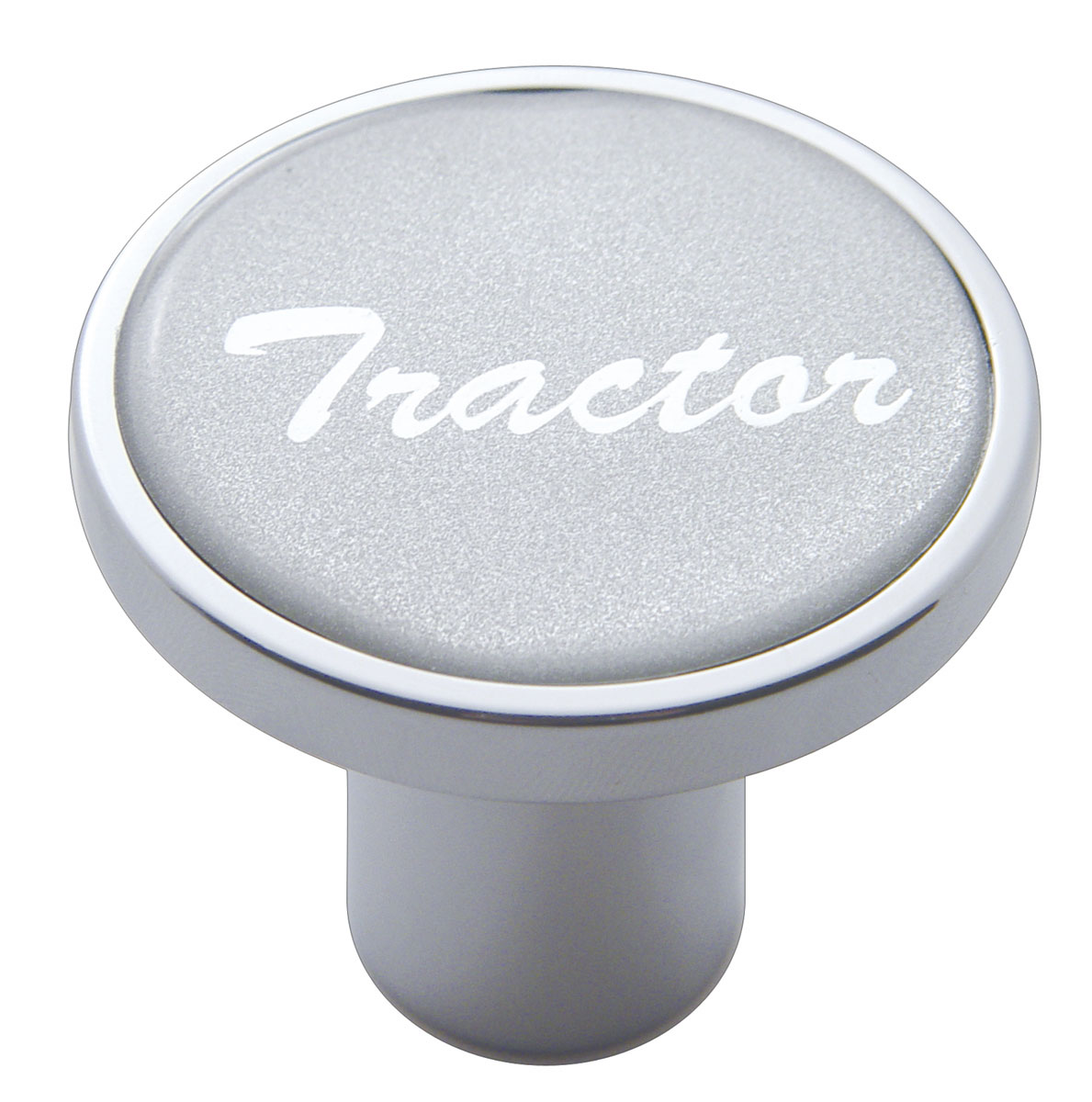 Chrome Air Valve Knob W/ Glossy "Tractor" Sticker - Silver